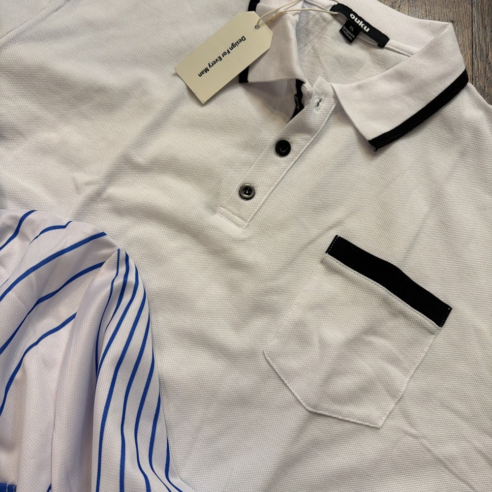 NWT Ouku Polo Shirts Lot of 3 Mens XL Modern Collar 2 Short, 1 Long Sleeve - Picture 5 of 10